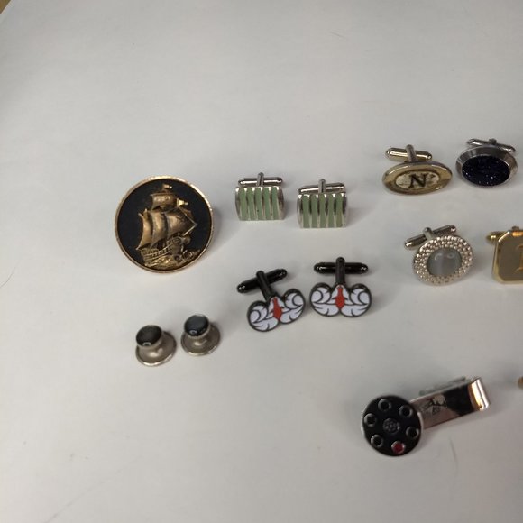 Cuff Links Singles & Tie Clip Lot Some Marked Hickox Swank 3 Pairs 10 Singles - Picture 2 of 11